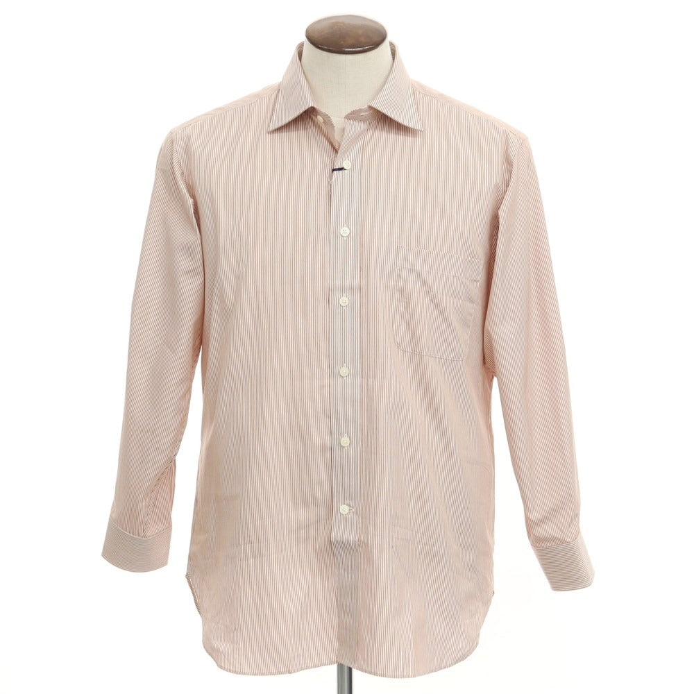 [Used] Aquascutum Cotton Striped Dress Shirt Brown x White [Size 41-82] [BRW] [S/S/A/W] [Condition Rank A] [Men&