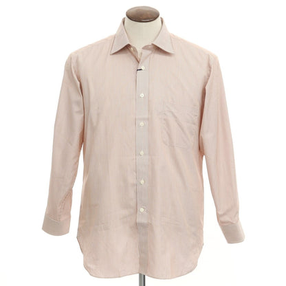 [Used] Aquascutum Cotton Striped Dress Shirt Brown x White [Size 41-82] [BRW] [S/S/A/W] [Condition Rank A] [Men&