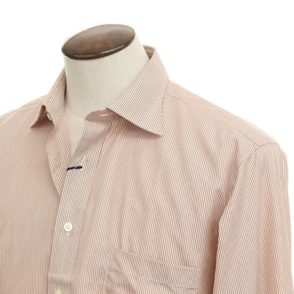 [Used] Aquascutum Cotton Striped Dress Shirt Brown x White [Size 41-82] [BRW] [S/S/A/W] [Condition Rank A] [Men&