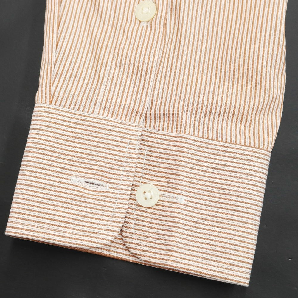 [Used] Aquascutum Cotton Striped Dress Shirt Brown x White [Size 41-82] [BRW] [S/S/A/W] [Condition Rank A] [Men&