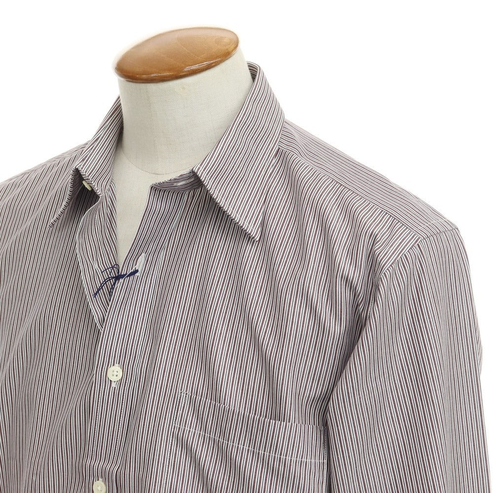 [Used] Aquascutum Cotton Striped Regular Collar Dress Shirt Dark Brown x White [Size 40-82] [BRW] [S/S/A/W] [Condition Rank B] ​​[Men&