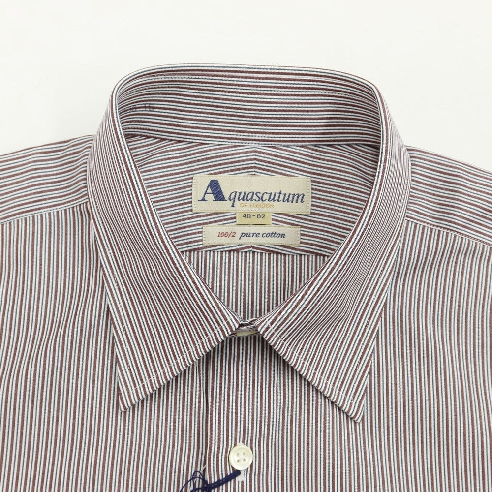 [Used] Aquascutum Cotton Striped Regular Collar Dress Shirt Dark Brown x White [Size 40-82] [BRW] [S/S/A/W] [Condition Rank B] ​​[Men&