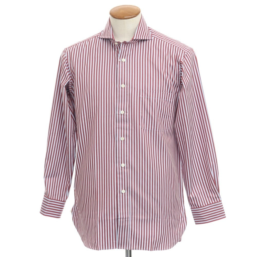 [Used] Aquascutum Cotton Striped Horizontal Collar Dress Shirt Red x Light Blue [Size M] [RED] [S/S/A/W] [Condition Rank A] [Men&