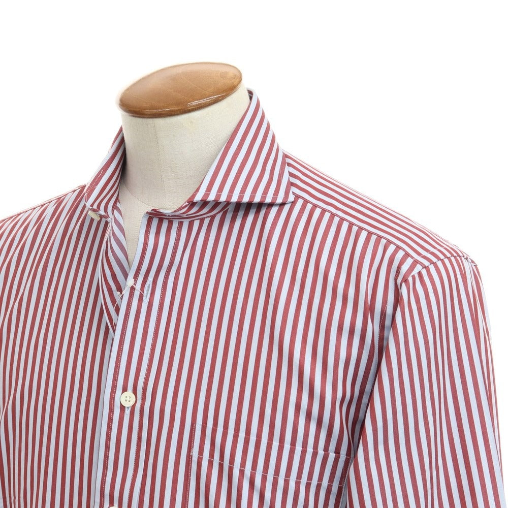 [Used] Aquascutum Cotton Striped Horizontal Collar Dress Shirt Red x Light Blue [Size M] [RED] [S/S/A/W] [Condition Rank A] [Men&