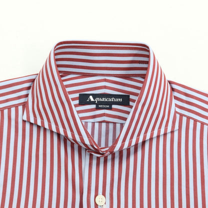 [Used] Aquascutum Cotton Striped Horizontal Collar Dress Shirt Red x Light Blue [Size M] [RED] [S/S/A/W] [Condition Rank A] [Men&