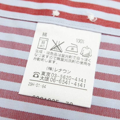 [Used] Aquascutum Cotton Striped Horizontal Collar Dress Shirt Red x Light Blue [Size M] [RED] [S/S/A/W] [Condition Rank A] [Men&