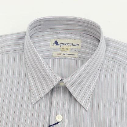 [Used] [Unused] Aquascutum Striped Dress Shirt Grayish Navy x Pink [Size 40-82] [GRY] [S/S/A/W] [Condition Rank S] [Men&