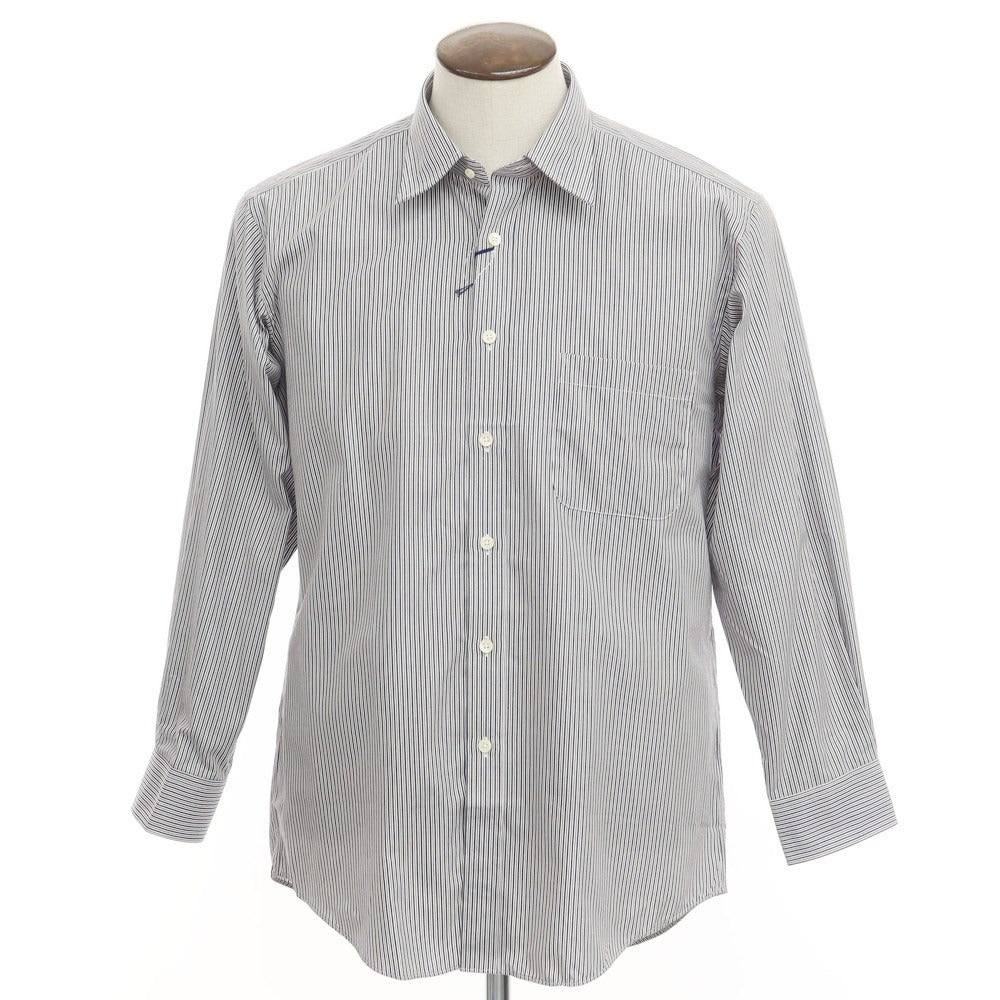 [Used] [Unused] Aquascutum Striped Dress Shirt Navy x Dark Brown [Size 41-82] [NVY] [S/S/A/W] [Condition Rank S] [Men&
