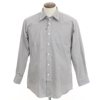 [Used] [Unused] Aquascutum Striped Dress Shirt Navy x Dark Brown [Size 41-82] [NVY] [S/S/A/W] [Condition Rank S] [Men&