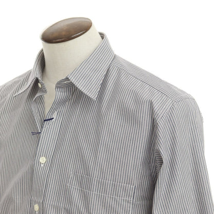 [Used] [Unused] Aquascutum Striped Dress Shirt Navy x Dark Brown [Size 41-82] [NVY] [S/S/A/W] [Condition Rank S] [Men&