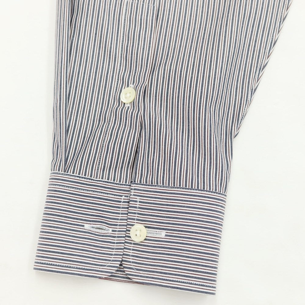 [Used] [Unused] Aquascutum Striped Dress Shirt Navy x Dark Brown [Size 41-82] [NVY] [S/S/A/W] [Condition Rank S] [Men&
