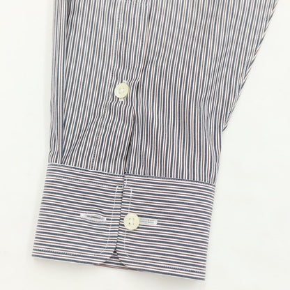 [Used] [Unused] Aquascutum Striped Dress Shirt Navy x Dark Brown [Size 41-82] [NVY] [S/S/A/W] [Condition Rank S] [Men&