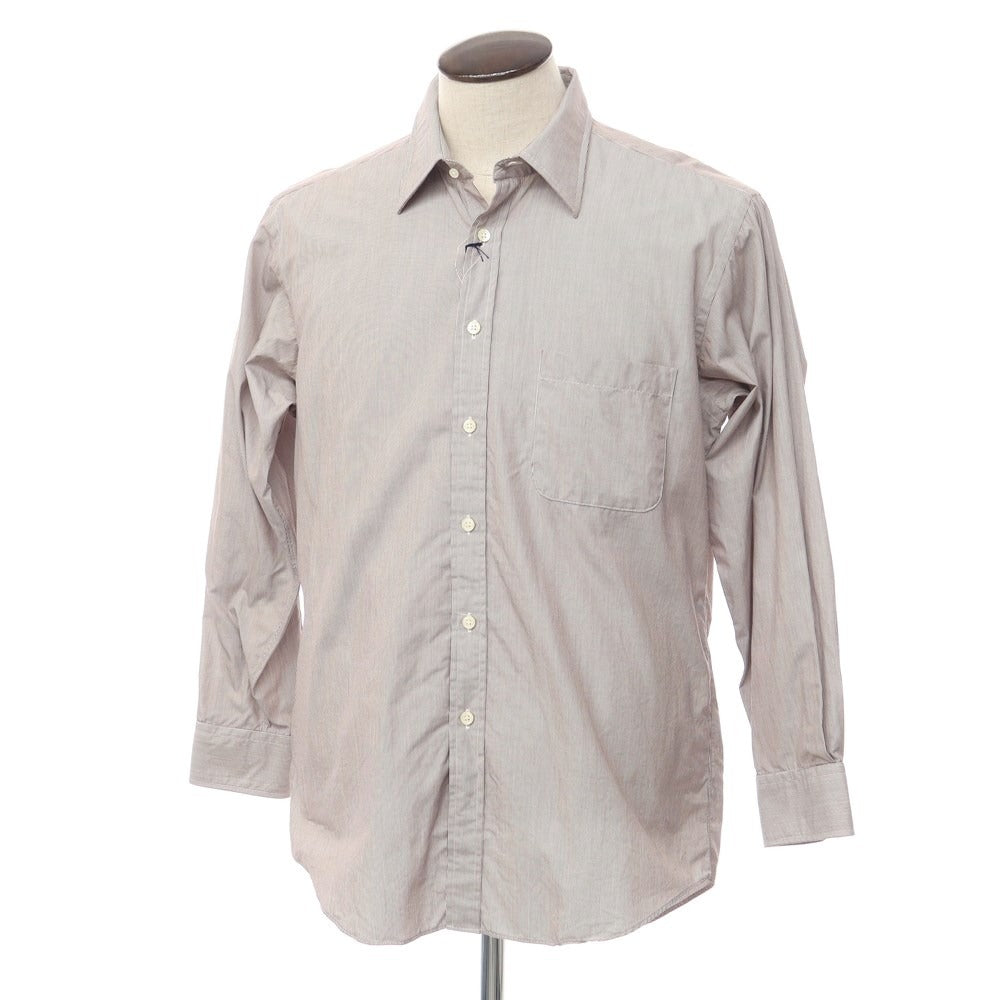 [Used] Aquascutum Cotton Regular Collar Dress Shirt Dark Brown x White [Size 41-82] [BRW] [S/S/A/W] [Condition Rank A] [Men&