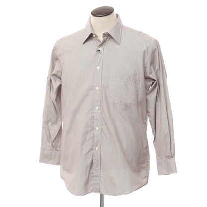 [Used] Aquascutum Cotton Regular Collar Dress Shirt Dark Brown x White [Size 41-82] [BRW] [S/S/A/W] [Condition Rank A] [Men&