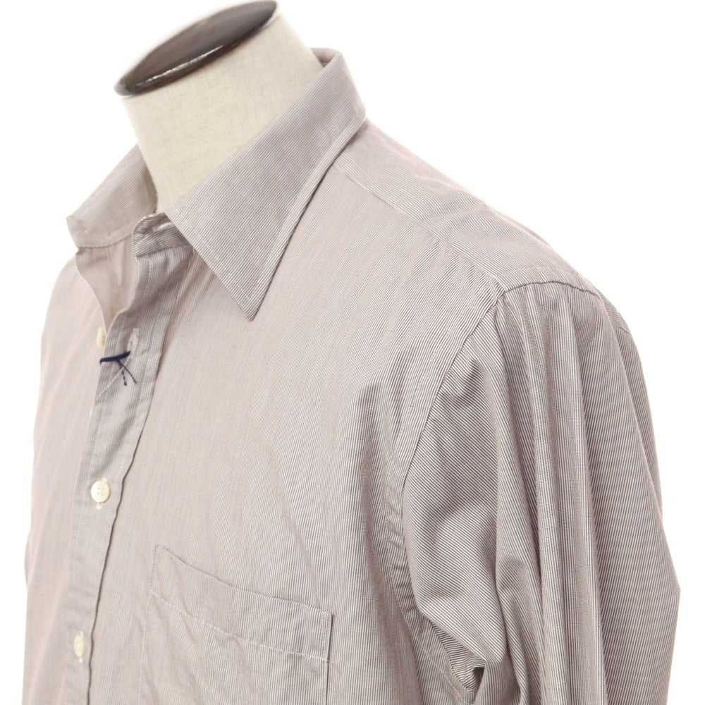 [Used] Aquascutum Cotton Regular Collar Dress Shirt Dark Brown x White [Size 41-82] [BRW] [S/S/A/W] [Condition Rank A] [Men&