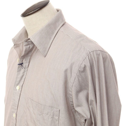 [Used] Aquascutum Cotton Regular Collar Dress Shirt Dark Brown x White [Size 41-82] [BRW] [S/S/A/W] [Condition Rank A] [Men&