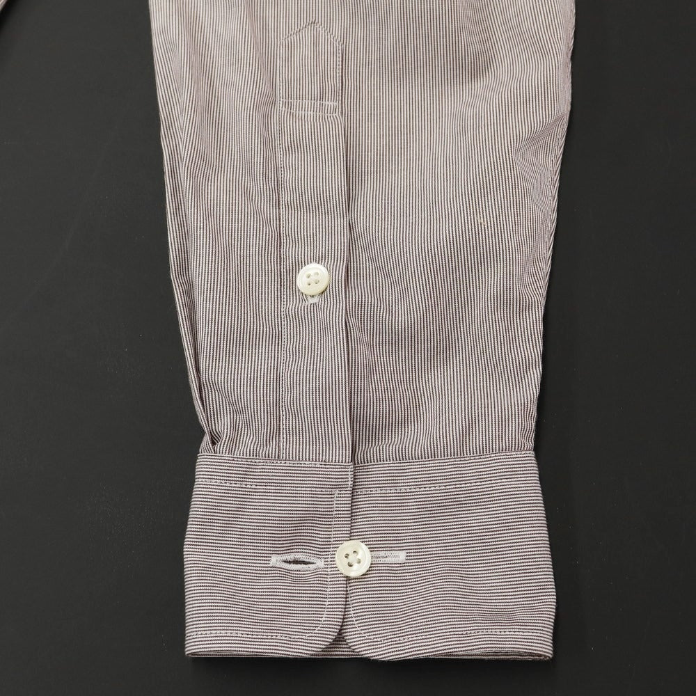 [Used] Aquascutum Cotton Regular Collar Dress Shirt Dark Brown x White [Size 41-82] [BRW] [S/S/A/W] [Condition Rank A] [Men&
