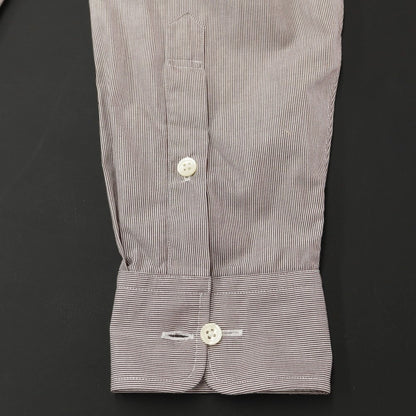 [Used] Aquascutum Cotton Regular Collar Dress Shirt Dark Brown x White [Size 41-82] [BRW] [S/S/A/W] [Condition Rank A] [Men&