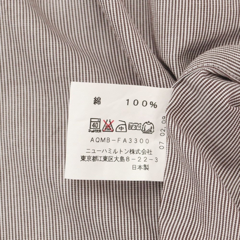[Used] Aquascutum Cotton Regular Collar Dress Shirt Dark Brown x White [Size 41-82] [BRW] [S/S/A/W] [Condition Rank A] [Men&