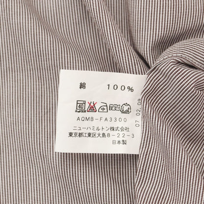 [Used] Aquascutum Cotton Regular Collar Dress Shirt Dark Brown x White [Size 41-82] [BRW] [S/S/A/W] [Condition Rank A] [Men&