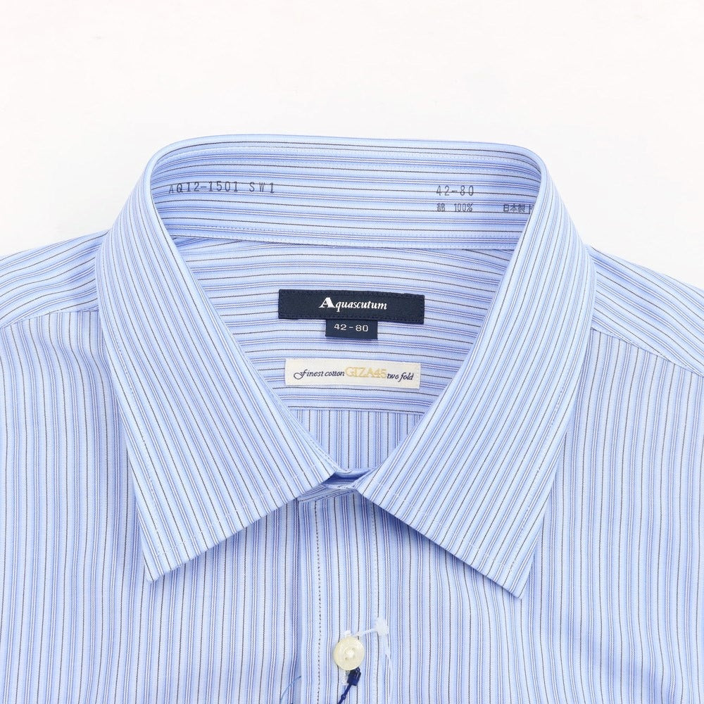 [Used] [Unused] Aquascutum Striped Dress Shirt Light Blue x Black [Size 42-80] [BLU] [S/S/A/W] [Condition Rank S] [Men&