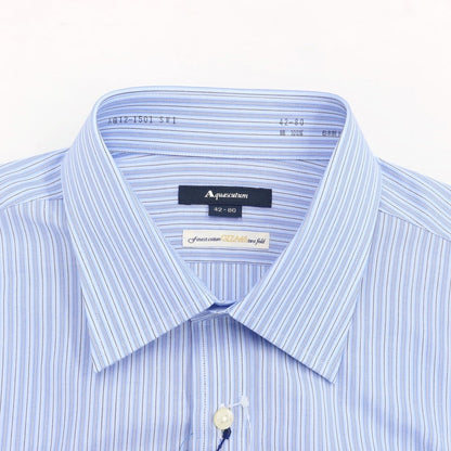 [Used] [Unused] Aquascutum Striped Dress Shirt Light Blue x Black [Size 42-80] [BLU] [S/S/A/W] [Condition Rank S] [Men&