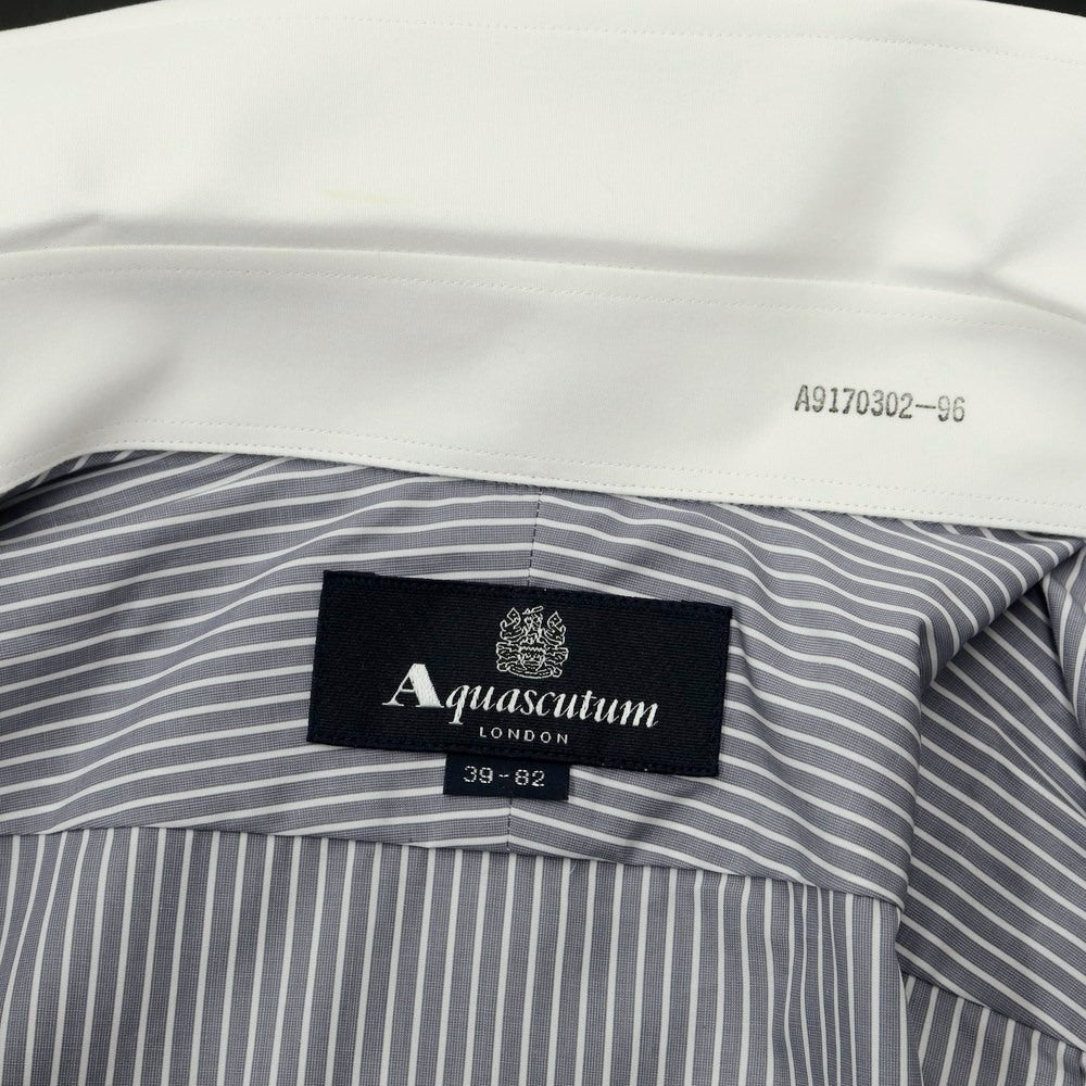[Used] Aquascutum Striped Cleric Shirt Gray x White [Size 39-82] [GRY] [S/S/A/W] [Condition Rank B] ​​[Men&