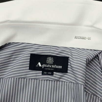 [Used] Aquascutum Striped Cleric Shirt Gray x White [Size 39-82] [GRY] [S/S/A/W] [Condition Rank B] ​​[Men&