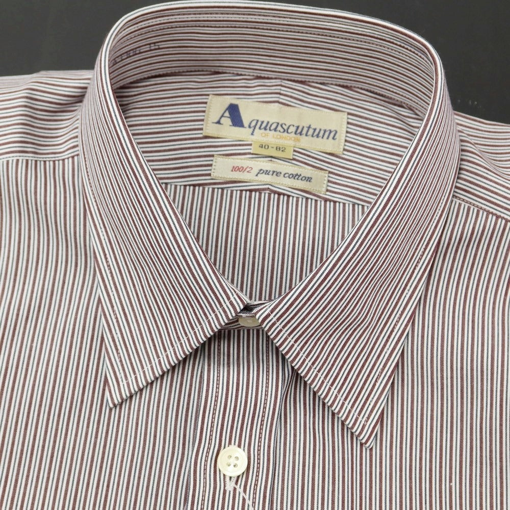 [Used] [Unused] Aquascutum Striped Dress Shirt Brown x White [Size 40-82] [BRW] [S/S/A/W] [Condition Rank S] [Men&