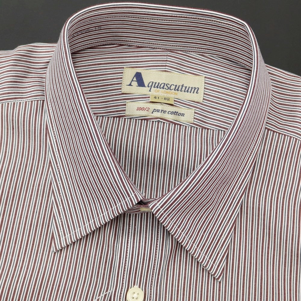 [Used] [Unused] Aquascutum Striped Dress Shirt Brown x White [Size 41-82] [BRW] [S/S/A/W] [Condition Rank S] [Men&
