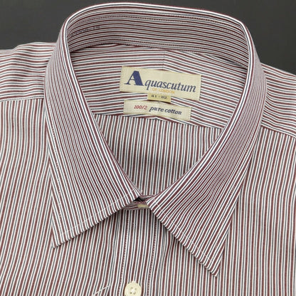 [Used] [Unused] Aquascutum Striped Dress Shirt Brown x White [Size 41-82] [BRW] [S/S/A/W] [Condition Rank S] [Men&