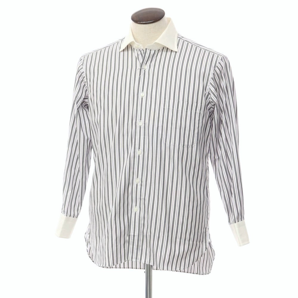 [Used] Aquascutum Striped Cleric Shirt White x Purple [Size ML-80] [PUP] [S/S/A/W] [Condition Rank C] [Men&