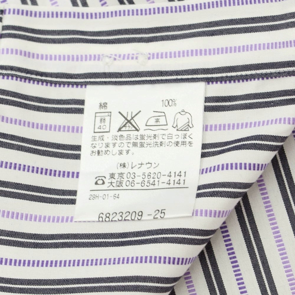 [Used] Aquascutum Striped Cleric Shirt White x Purple [Size ML-80] [PUP] [S/S/A/W] [Condition Rank C] [Men&