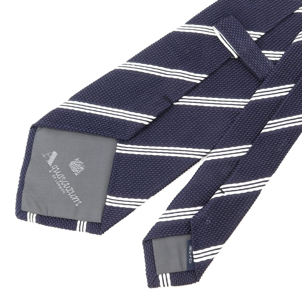 [Used] Aquascutum Striped 3-fold Silk Tie Navy x White [NVY] [S/S/A/W] [Condition Rank B] ​​[Men&