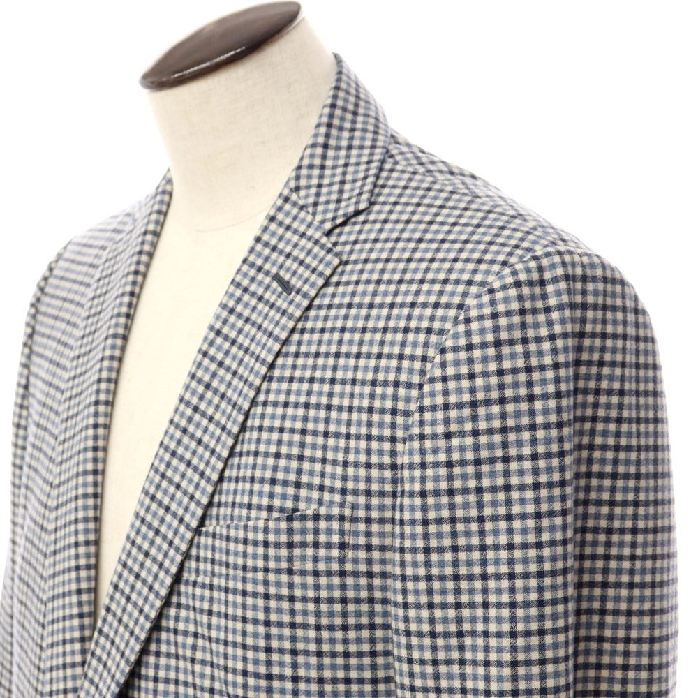 [Used] Raffaele Caruso CARUSO Raffaele Caruso Stretch Wool Check Jacket Ivory x Navy x Light Blue [Size 54] [BLU] [A/W] [Condition Rank C] [Men&