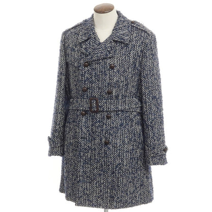 [Used] Ernesto GFB Alpaca Mohair Wool Double Breasted Coat Navy x White [Size 54] [NVY] [A/W] [Condition Rank C] [Men&