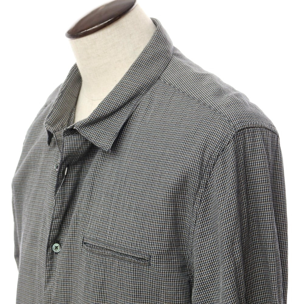 [Used] John Varvatos Cotton Check Casual Shirt Navy x Light Brown [Size XXL] [GRY] [S/S/A/W] [Condition Rank B] ​​[Men&