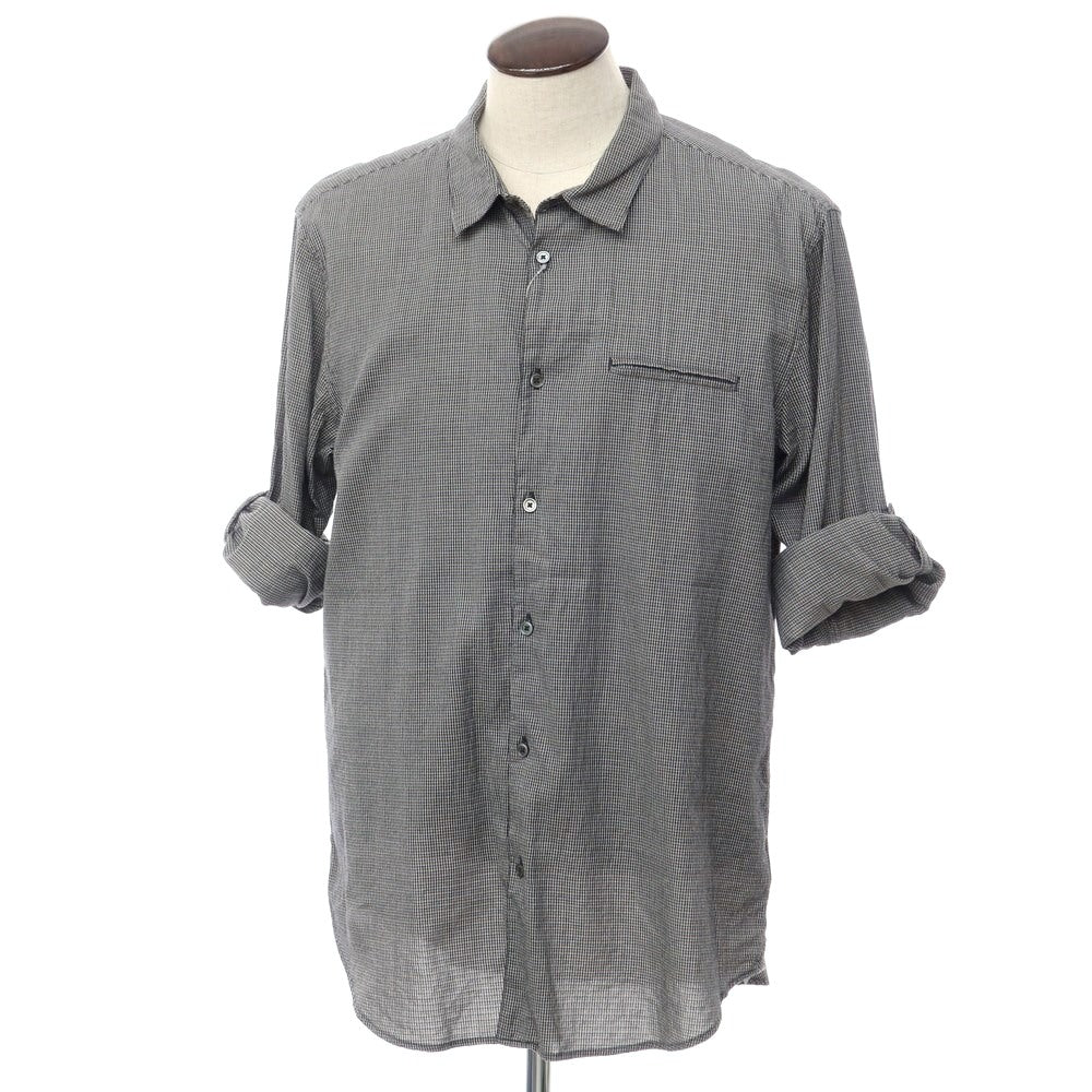 [Used] John Varvatos Cotton Check Casual Shirt Navy x Light Brown [Size XXL] [GRY] [S/S/A/W] [Condition Rank B] ​​[Men&