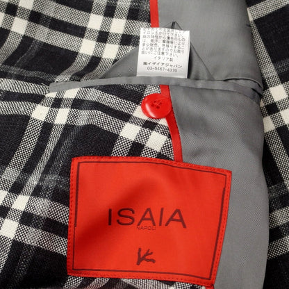 【中古】イザイア ISAIA ウールシルクリネン チェック 1B テーラードジャケット ブラックxホワイト【サイズ52　8R】【GRY】【S/S】【状態ランクA】【メンズ】【769286】
[EPD]