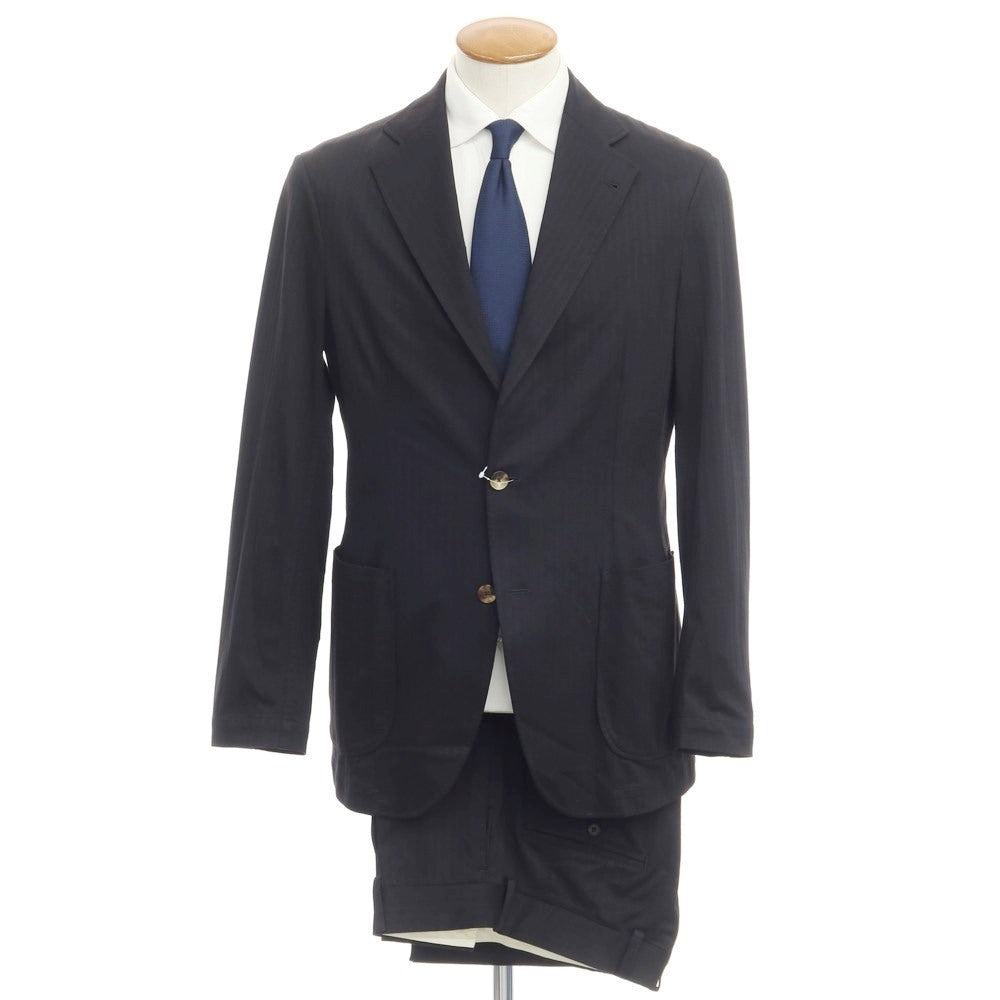 [Used] Finjack Cotton Striped Weave 2-Button Suit Black [Size 48/46] [BLK] [S/S] [Condition Rank A] [Men&