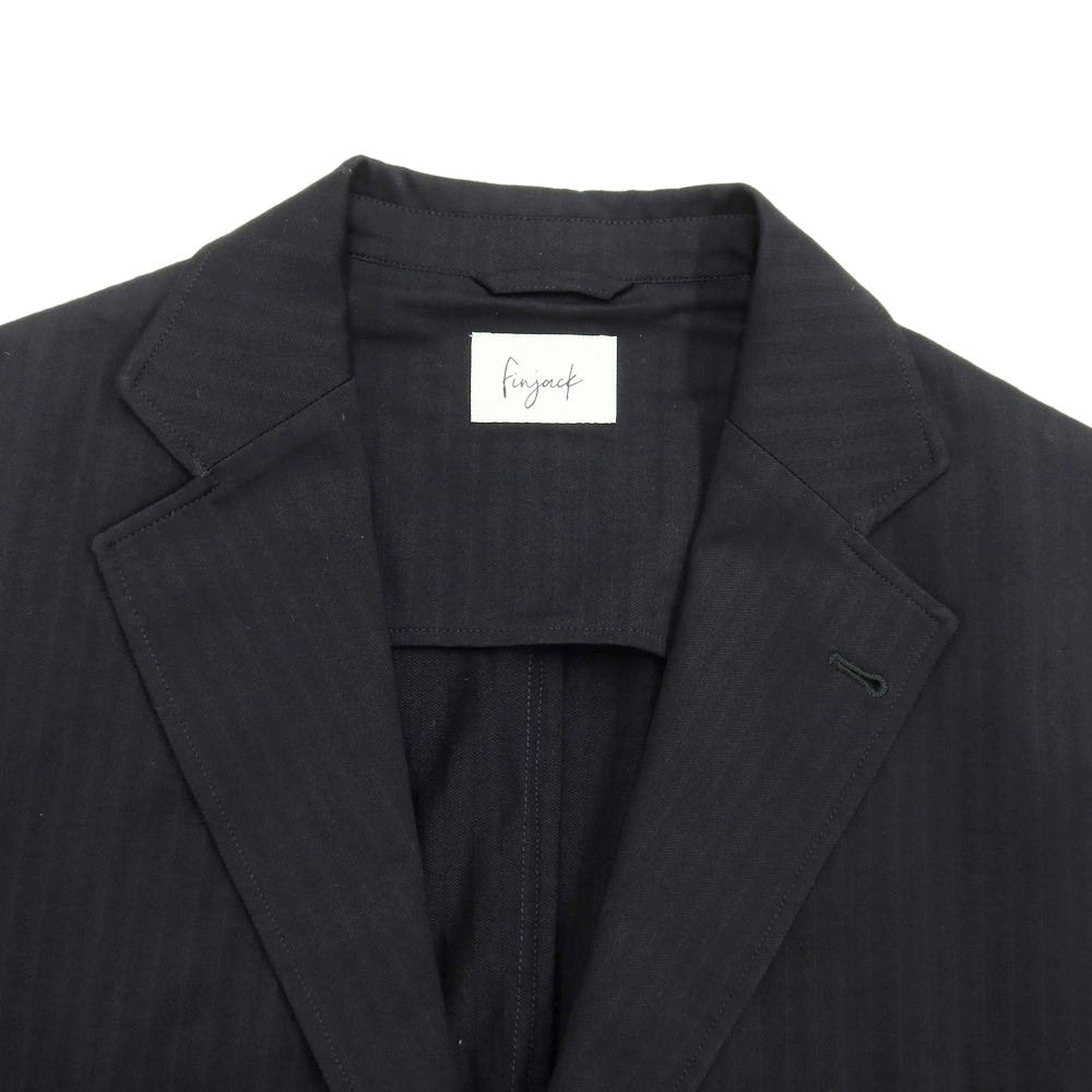 [Used] Finjack Cotton Striped Weave 2-Button Suit Black [Size 48/46] [BLK] [S/S] [Condition Rank A] [Men&