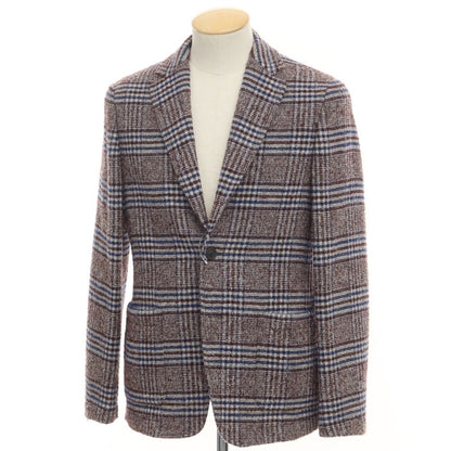 [New] T-JACKET Wool nylon check 2B casual jacket Brown x blue [Size S] [BRW] [A/W] [Condition rank N] [Men&