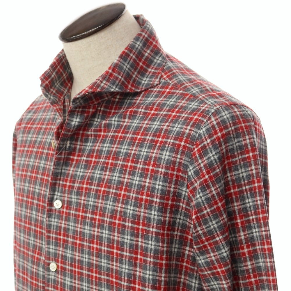 [Used] Finamore Check Flannel Shirt Gray x Red [Size 43] [GRY] [S/S/A/W] [Condition Rank B] ​​[Men&