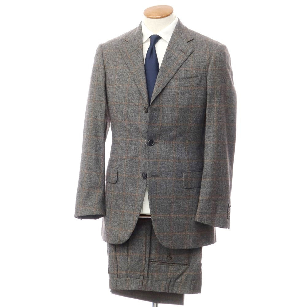 [Used] Belvest Wool Check 3-Button Suit, Gray x Orange Brown [Size 46] [GRY] [A/W] [Condition Rank B] ​​[Men&