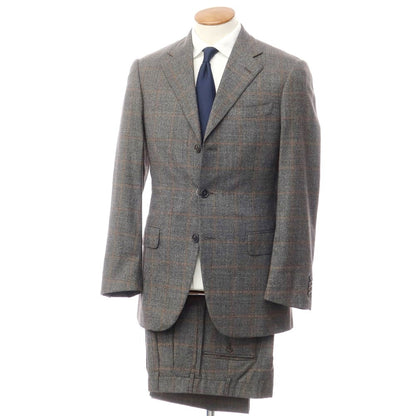 [Used] Belvest Wool Check 3-Button Suit, Gray x Orange Brown [Size 46] [GRY] [A/W] [Condition Rank B] ​​[Men&