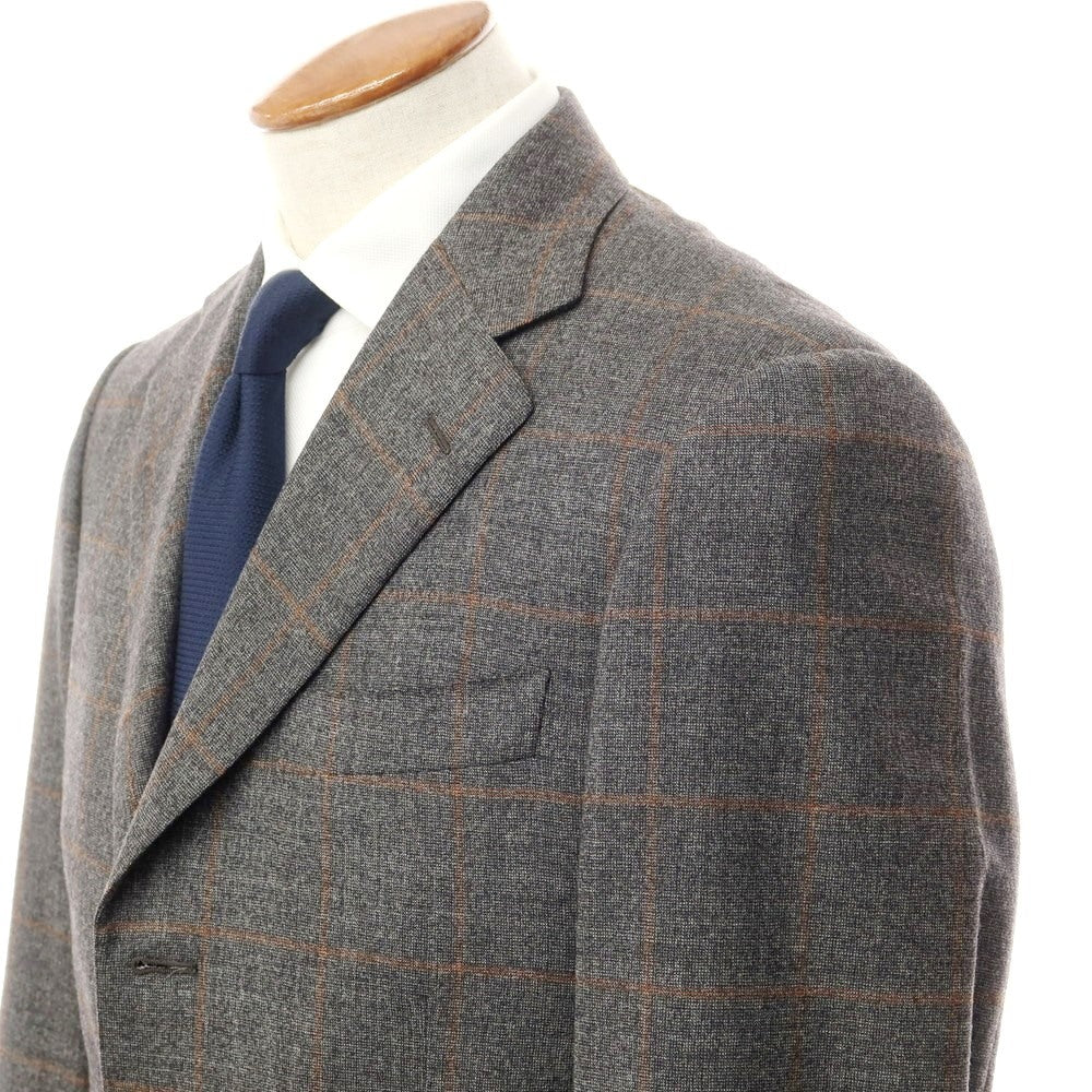 [Used] Belvest Wool Check 3-Button Suit, Gray x Orange Brown [Size 46] [GRY] [A/W] [Condition Rank B] ​​[Men&