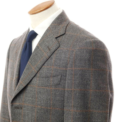 [Used] Belvest Wool Check 3-Button Suit, Gray x Orange Brown [Size 46] [GRY] [A/W] [Condition Rank B] ​​[Men&