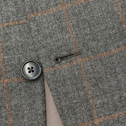 [Used] Belvest Wool Check 3-Button Suit, Gray x Orange Brown [Size 46] [GRY] [A/W] [Condition Rank B] ​​[Men&