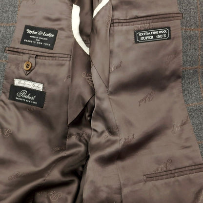 [Used] Belvest Wool Check 3-Button Suit, Gray x Orange Brown [Size 46] [GRY] [A/W] [Condition Rank B] ​​[Men&