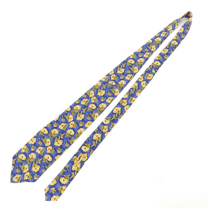 [Used] Yves Saint Laurent Floral Print Tri-Fold Silk Tie Blue [BLU] [S/S/A/W] [Condition Rank B] ​​[Men&